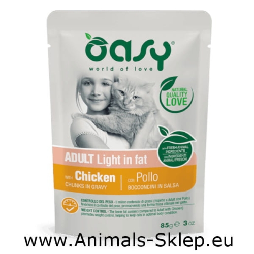 Oasy kawałki w sosie dla kota Adult Light kurczak 85g