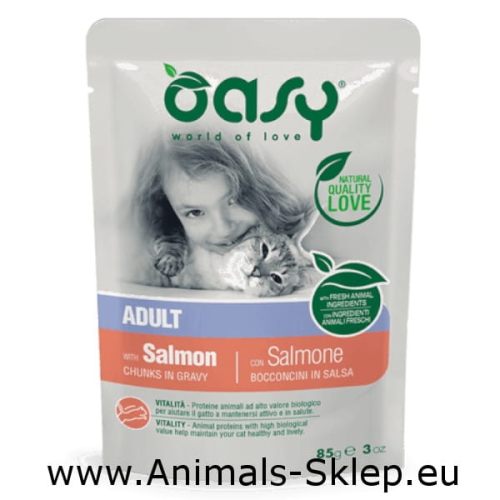 Oasy kawałki w sosie dla kota Adult łosoś 85g