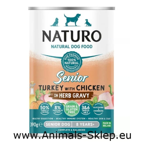 Naturo Grain Free Senior indyk kurczak w sosie 390g