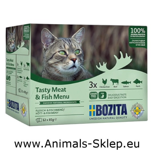 Bozita Multibox saszetka mix Mięsne i rybne kawałki w galarecie 12x 85g
