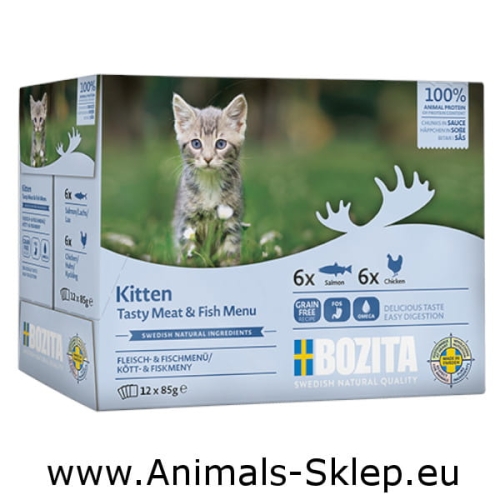 Bozita Kitten Multibox saszetka mix Mięsne i rybne kawałki w sosie 12x 85g