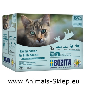 Bozita Multibox saszetka mix Mięsne i rybne kawałki w sosie 12x 85g
