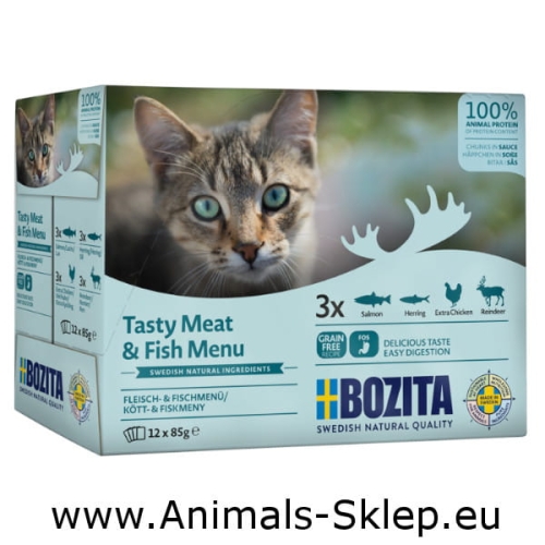 Bozita Multibox saszetka mix Mięsne i rybne kawałki w sosie 12x 85g