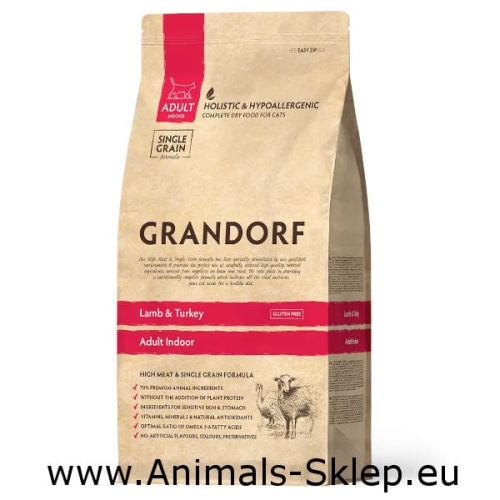 Grandorf Cat Lamb Turkey Adult Indoor 2kg - Jagnięcina Indyk dla kotów domowych