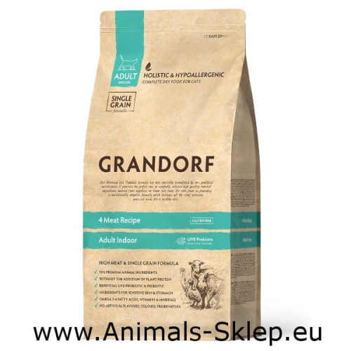 Grandorf Cat 4 meat Adult Indoor 2kg - 4 mięsa dla kotów domowych