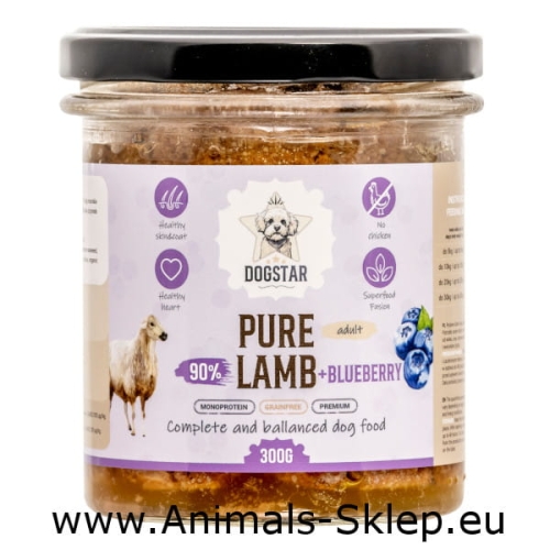 DogStar Pure jagnięcina z borówkami słoik 300g