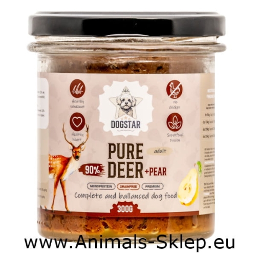 DogStar Pure jeleń z gruszką słoik 300g