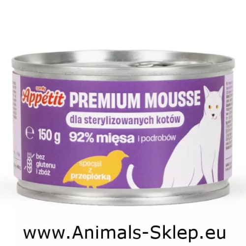 Comfy Appetit Premium Sterilized puszka dla kota z przepiórką 150g