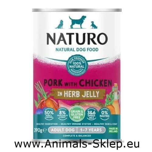 Naturo Grain Free wieprzowina kurczak w galarecie 390g