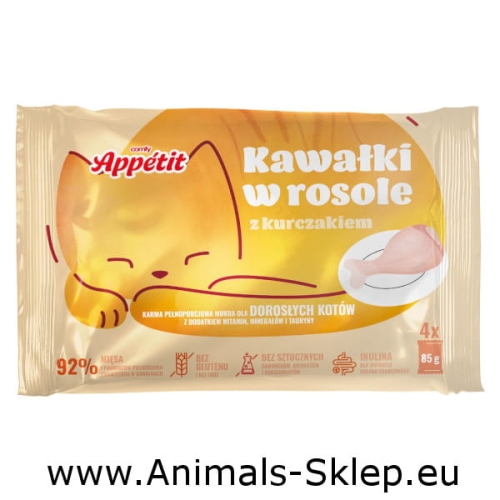 Comfy Appetit dla kotów dorosłych saszetka z kurczakiem w rosole 4x85g