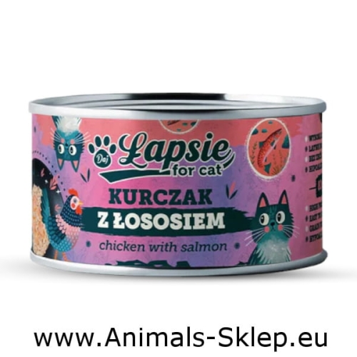 Happy Snacky Łapsie dla kota Kurczak z łososiem w bulionie 80g