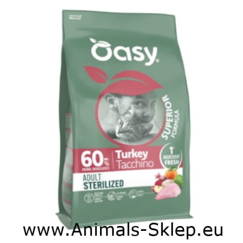 Oasy Superior Adult Sterilized Turkey indyk dla kota 1,5kg