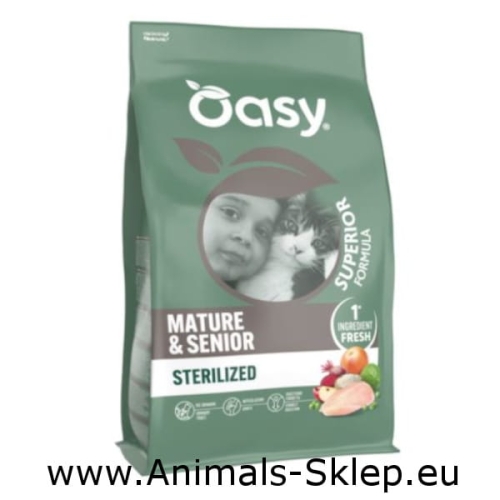 Oasy Superior Adult Sterilized Senior kurczak dla kota 1,5kg
