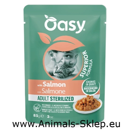 Oasy kawałki w sosie dla kota Adult sterile łosoś 85g