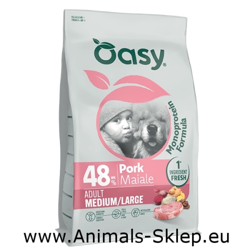 Oasy Monoprotein Medium Large Adult wieprzowina 2kg