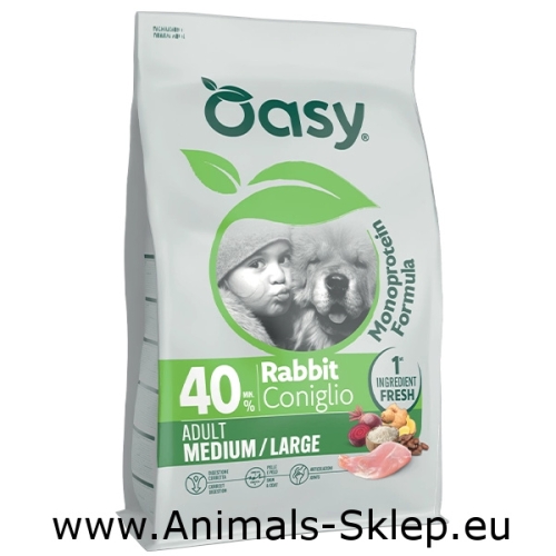 Oasy Monoprotein Medium Large Adult królik 10kg