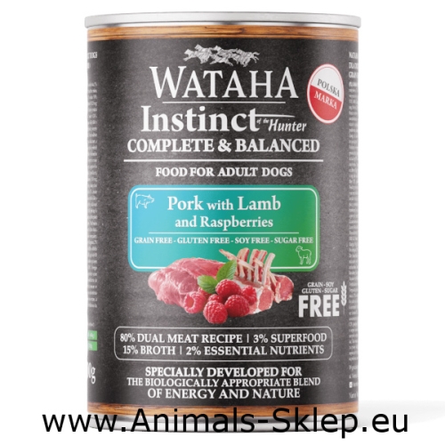 Wataha Instinct wieprzowina z jagnięciną i malinami 400g