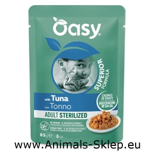 Oasy Superior kawałki w sosie dla kota Sterilized Adult tuńczyk 85g