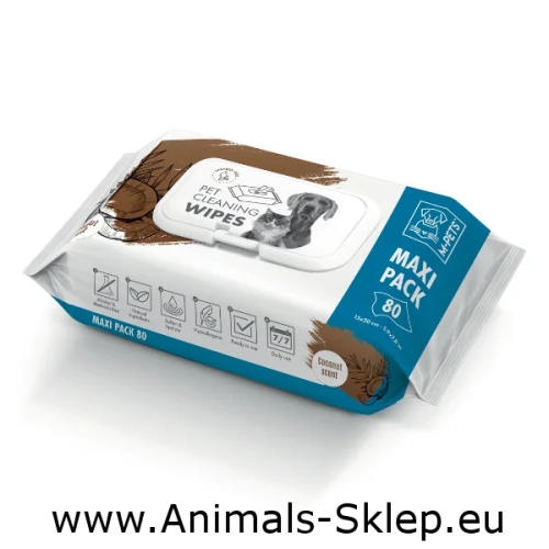 M-Pets czyszczące chusteczki kokos 20x15cm 80szt
