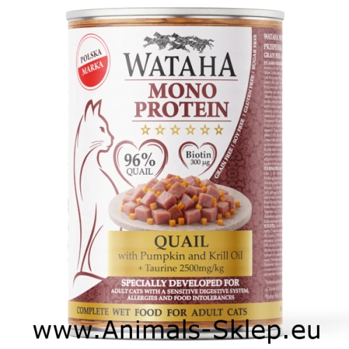 Wataha Mono Protein karma monobiałkowa dla kota przepiórka z dynią 400g