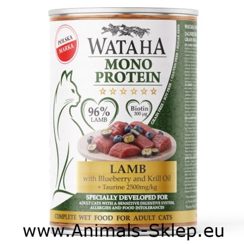 Wataha Mono Protein karma monobiałkowa dla kota jagnięcina z borówkami 400g