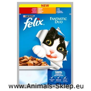 Purina Felix Fantastic Duo saszetka 100g  wołowina drób w galarecie