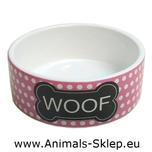 Yarro miska ceramiczna dla psa Woof różowa 13cm