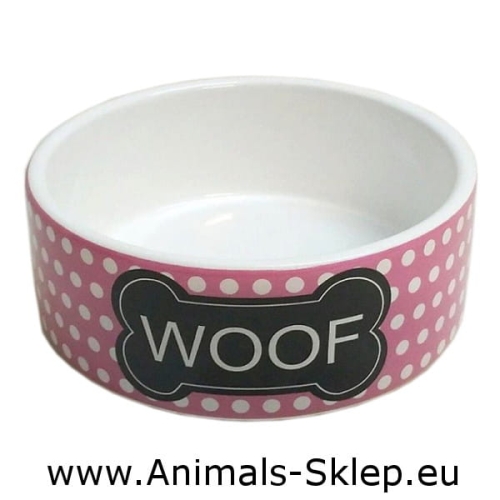 Yarro miska ceramiczna dla psa Woof różowa 13cm