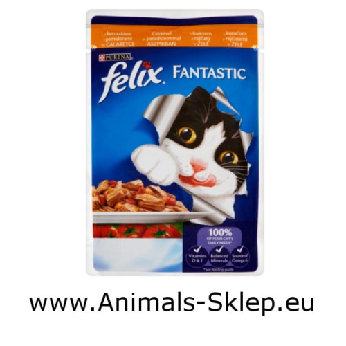 Purina Felix Fantastic z warzywami saszetka 100g kurczak i pomidory w galarecie